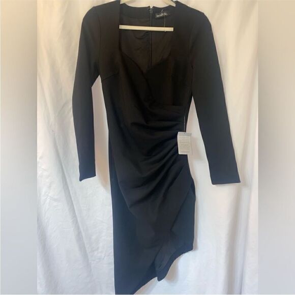 Lavish Alice NWT Sweetheart Neck Asymmetrical Hem Long Sleeve Cocktail Dress 6 - Picture 4 of 5